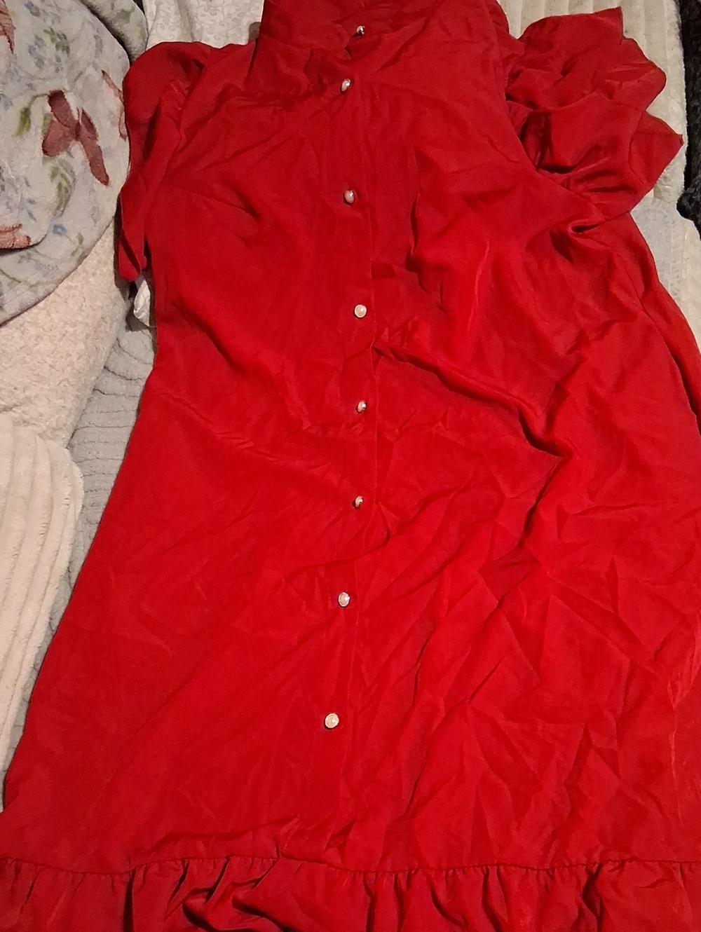 Red Button-Front Maxi Dress